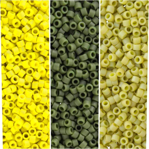 Miyuki Delica Seed Beads Bundle: Size 11/0, Moss Green Opaque Glazed Palette Collection DB2283, DB2290, DB2291