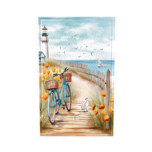 Romyessen Beach Ocean Art Oil Painting Decorator No Device Single Blank Outlet Light Switch Wall Plate Cover Switchplate Electrical Decorative Faceplate for Bedroom Bathroom Home Decor