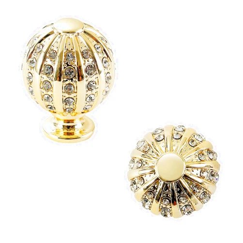 AOBITE 2 Pack Gold Diamond Cabinet knobs Kitchen Cabinet Pulls with Vintage Cupboard Drawers Hardware Dresser Drawer Handles Kitchen Cabinet Handles (Spherical, 2 Pack)