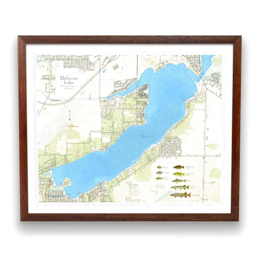 Wiscartography.com Map of Delavan Lake in Walworth County Wisconsin