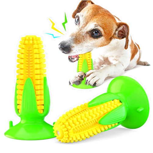 SCNWQ Dog Chew Toys Durable Dog Toothbrush Toys for Clean Teeth for Aggressive Chewers Large Breed with Suction Cup, Indoor Interactive Durable Corn Bone Toys Suitable for Puppy Small Large Dog