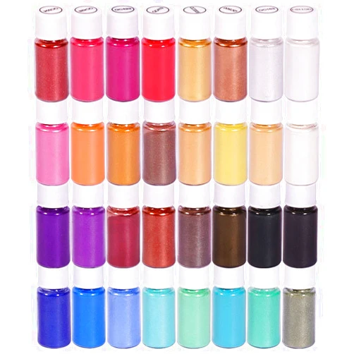 SEISSO Mica Powder for Epoxy Resin, 32 Colors Mica Pigment Powder Set for Resin Art, Lip Gloss, Soap Making Dye, Slime and DIY Craft (5g/0.18oz Each Bottle)