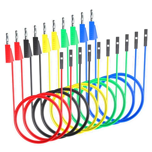 Goupchn Stackable Banana Plug to Breadboard Female Jumper Wires Soft Flexible Silicone Test Leads for Electrical Testing