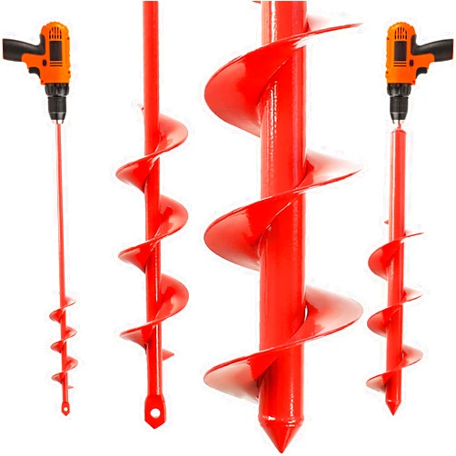 MAXCCINO Auger Drill Bit for Planting Set of 2, Garden Ground Earth Spiral Drill Bit for 3/8