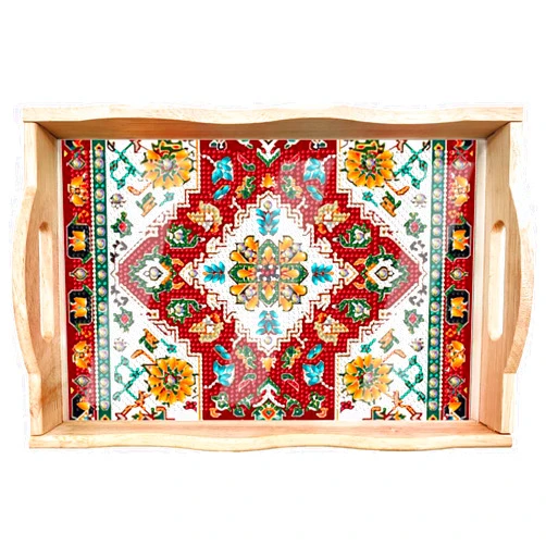 Generic Large Wooden Tray with Handles - for Serving,Diamond Art Painting Wooden Tray for Adults and Beginners. Good for Bed Food or Multiple Room Use,Decorating and Displaying-Mandala Style,7.8x11.8 inches