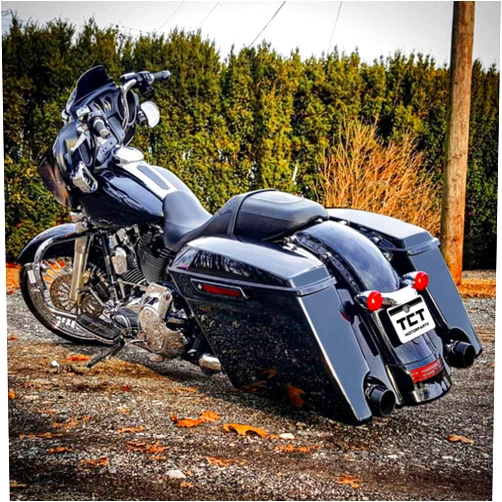 TCT-MOTORPARTS Gloss Black 5 Inch Stretched Saddlebags Extended Saddle Bags w/Black Latches Fit for 2014-2024 Harley Touring Road King Road Glide Street Glide Electra Glide Ultra-Classic