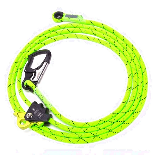 RNA X-Flight Adjustable Lanyard with Snap Hook - Neon Yellow, 12-Foot Heavy-Duty Positioning System, Made in USA, Arborist and Work-at-Height Gear