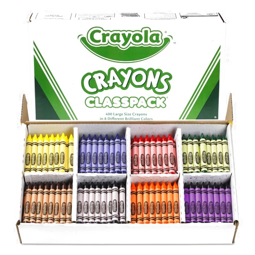 Crayola 528038 Classpack Large Size Crayons, 50 Each of 8 Colors, 400/Box