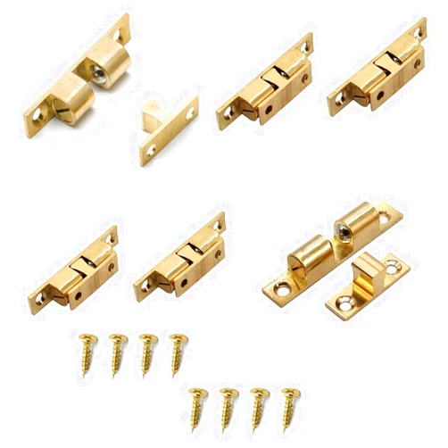 Uxcellyilufa 50mm Furniture Cabinet Door Brass Dual Ball Roller Catch Latch 8 Pcs + M3X16 32 Matching Screws