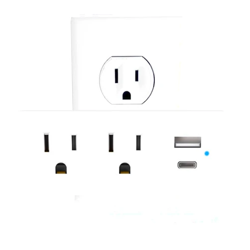 CIAO TECH Multi Plug Wall Outlet Surge Protector with USB Ports - 2 Outlet Extender with 2 USB Ports (1 USB-C) - 300J Power Strip with Adapter Spaced Outlets for Home, Travel, Office (White) 1 Pack
