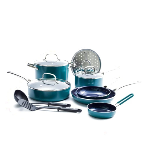 UKII 12-Piece Ceramic Nonstick Pots And Pans Cookware Set, Dishwasher Safe Cooking Pot Set Kitchen Pink Pots And Pans Set Kitchen Kitchenware Cooking Pots & Pans Kits (Color : B)