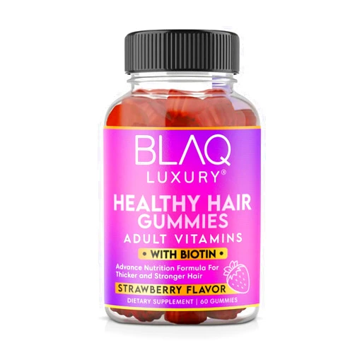 Blaq Luxury Biotin Gummies - Hair Growth Vitamins with 5000mcg Biotin per Serving | Vitamins B12, B6, Folic Acid, Iodine, Zinc | Hair Supplement for Hair Growth | for Women & Men | 1 Month Supply