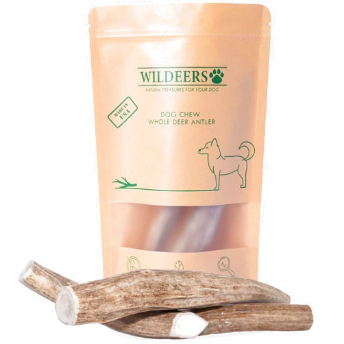 Wildeers Large Deer Antlers for Dogs - Premium Dog Antler Chews - Made in USA, Naturally Shed, Healthy Chew Treat - Grade A, 7-9 in, 2 Pieces, Long Lasting Antler Chew Bones for Aggressive Chewers