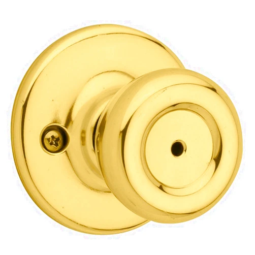 Kwikset Tylo Interior Privacy Door Knob with Lock, Door Handle For Bathroom and Bedroom, Polished Brass Keyless Turn Lock Doorknob, 1 Count (Pack of 1)