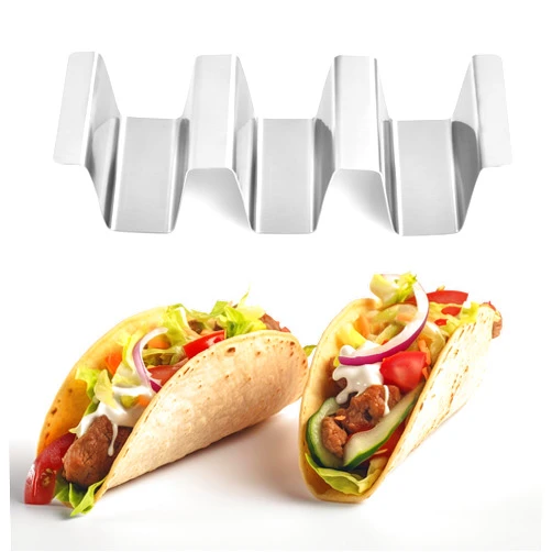 ARTTHOME. Taco Holder Set of 4-Taco Holders for 3 Tacos Stainless Steel Taco Stand Tray Shell Holder Taco Party Metal Taco Holder Taco Stands Set of 4,Taco Rack-Easy to Clean Dishwasher Safe,Street Taco Ready