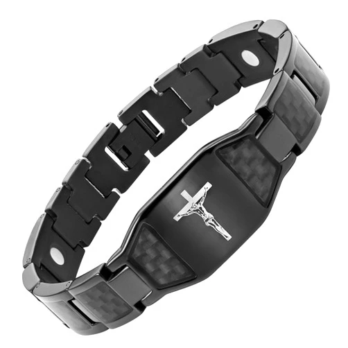 Willis Judd Christian Bracelet For Men With Crucifix Christian Religious Gift 8.5inch Titanium