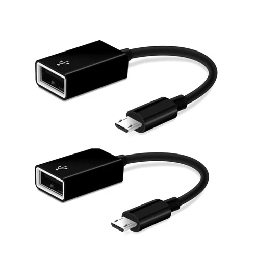 Freeliwoo 2Pack Freeliwoo Micro USB Cable Male Host to USB Female OTG Adapter Android Tablet Phone PDA PC (Black)