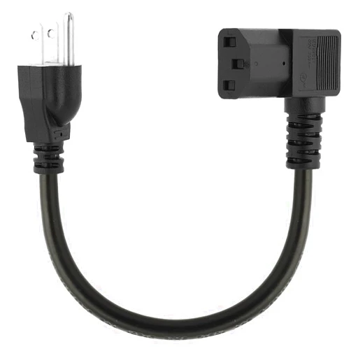 DEALTUS 1-Feet Nema 5-15P to IEC 320 C13 Left Angled Power Cord,US 3-Prong Male to Left Angle IEC Female AC Power Cord