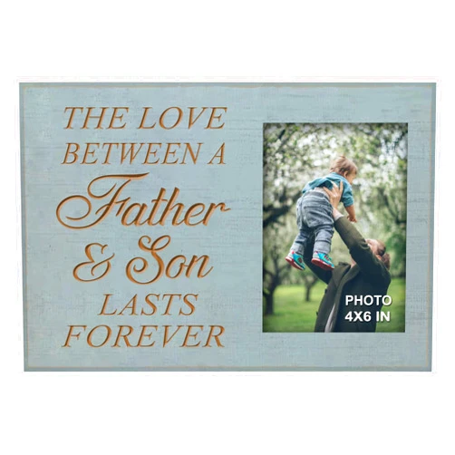 Yudarte Dad Gifts from Son - The Love Between a Father and Son Lasts Forever - Engraved Wood Picture Frame Holds 4x6 Inches Photo - Stepfather Father's Day Gift Frames