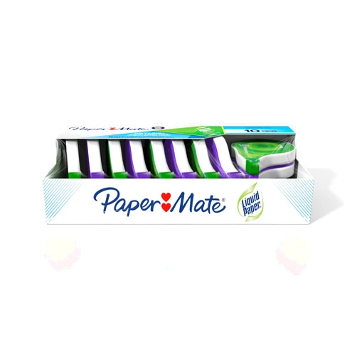 Liquid Paper Paper Mate Liquid Paper DryLine, Extra Long Tape, Assorted Colors, 10 Count