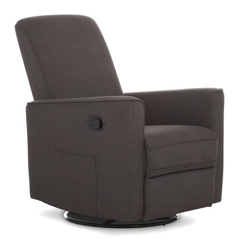 Evolur Raleigh Upholstered Nursery Glider, Swivel, Rock, Recliner, Tool Free Assembly, Greenguard Gold Certified Charcoal