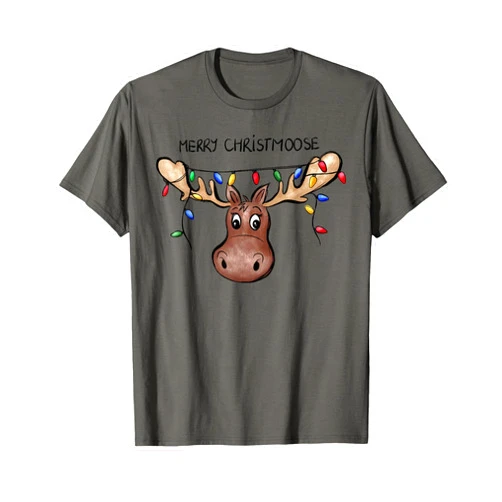 Merry Christmoose Moose Christmas Santa Family Tee Merry Christmoose Christmas Moose Xmas Lover Holiday Lights T-Shirt
