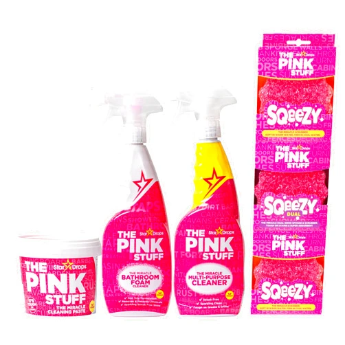 Stardrops – The Pink Stuff Ultimate Cleaning Pack – Miracle Cleaning Paste, Multi-Purpose Spray & Bathroom Foam – Cuts Grease, Removes Stains, Cleans Kitchens, Bathrooms, and More