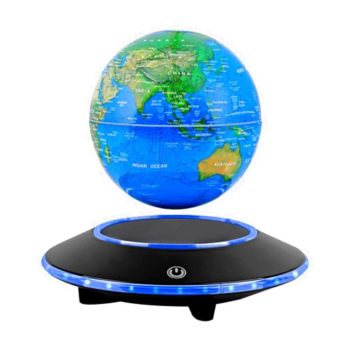 JEHUPA Magnetic Levitating Globe,Cool Gadgets Auto- Rotating Globes Floating Globe World Map Office Decor with LED Light Base for Children Educational Gift Home Office Desk Decoration (6 Inch)