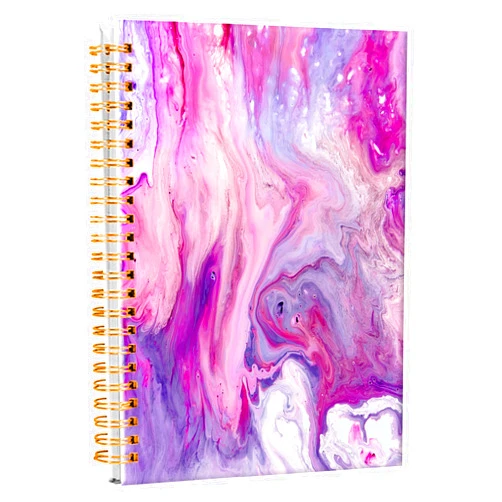 iampanda Spiral Journal Notebook,Strong Twin-Wire Binding with Premium Paper for Girl Women,Luxury 60 Sheets A5 College Ruled Notebook/Journal,Perfect for School Office Home Gifts,Pink Purple Marble