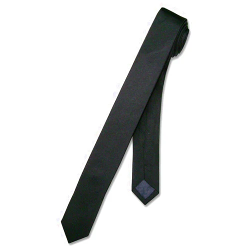 Covona 100% SILK Narrow NeckTie EXTRA Skinny BLACK Color Men's Thin 1.5