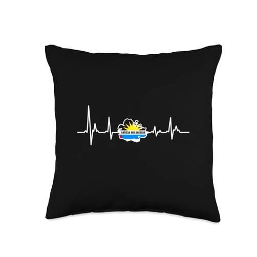 Heart Beat Design Antigua and Barbuda.png Flag App Heart Beat Design Antigua and Barbuda.png Flag Apparel Throw Pillow, 16x16, Multicolor