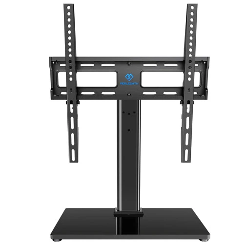 PERLESMITH Swivel Universal TV Stand/Base - Table Top TV Stand for 32-60 inch LCD LED TVs - Height Adjustable TV Mount Stand with Tempered Glass Base, VESA 400x400mm,Holds up to 88lbs PSTVS09