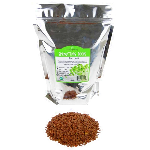 Handy Pantry Organic Red Lentil Sprouting Seeds -2.5 Lbs - Handy Pantry Brand - Red Lentils- Perfect for Garden Seeds, Gardening, Salad, Soup, Sprouts & Food Storage