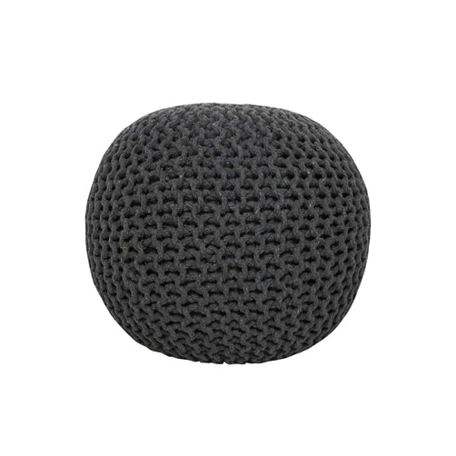 Bellolin Hand-Knitted Round Boho Pouf Cable Knitted Cord Boho Pouffe, Stuffed Poof Accent Beanbag Chair, Footrest for Living Room, Bedroom, Nursery, Covered Patio (19.5
