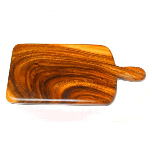 WRIGHTMART Solid Acacia Wood Kitchen Cutting Board with Handle, Handmade, Single Piece, No Glue, Double-Sided, Unique Wood Grains, Small Charcuterie Serving Board, 15