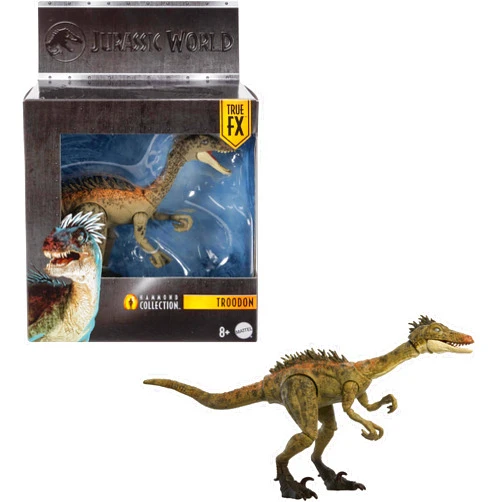 Mattel Jurassic World Hammond Collection Dinosaur Action Figure Toy Troodon Species, Premium Movie Design Glass Eyes & 14 Points Articulation