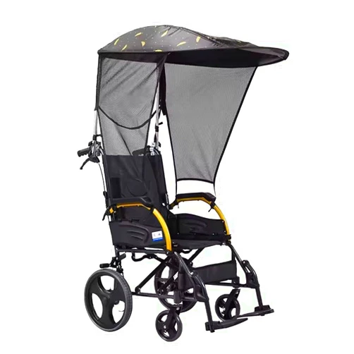 Generic Luxury Folding Wheelchair Umbrella Canopy Awning, Electric Wheelchair Umbrella UV Resistant Protection, Folding Rainproof Cover, for Most Wheelchairs(Transparent,with Handles)