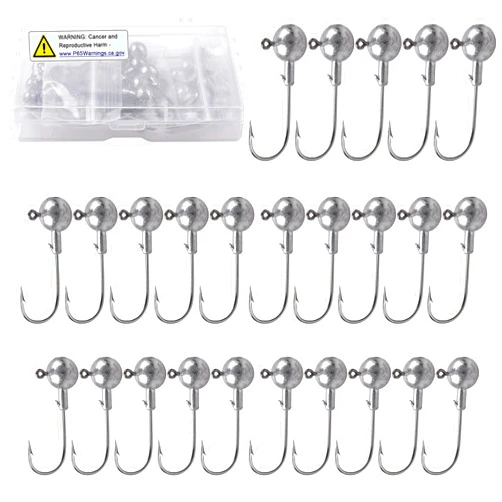 SILANON Crappie Jig Heads for Fishing, Round Ball Head Jig Fishing Hooks Unpainted Jig Heads for Bass Crappie Walleye Fishing Jigs Saltwater Freshwater