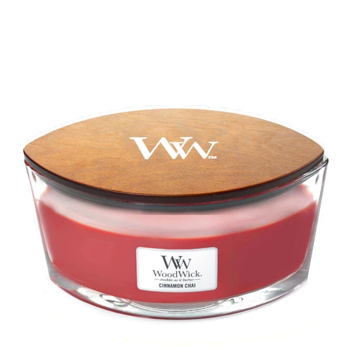 WoodWick Everyday Hearthwick Candle, Ellipse, Red ellipse Cinnamon Chai