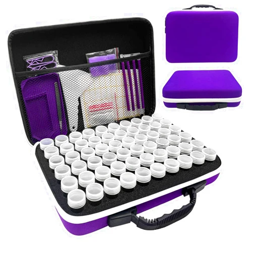 LIRUNQIU Diamond Painting Storage Containers, 60 Slots Diamond Painting Accessories and Tools for Diamond Art Organizer Case