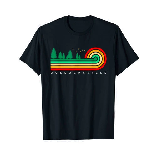 Bullocksville, NC Travel Souvenir Evergreen Vintage Stripes Bullocksville, North Carolina T-Shirt