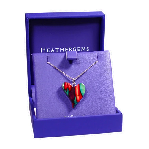Charles Buyers Stunning Scottish Heathergems Quirky Heart Drop Pendant Necklace with Chain, Red