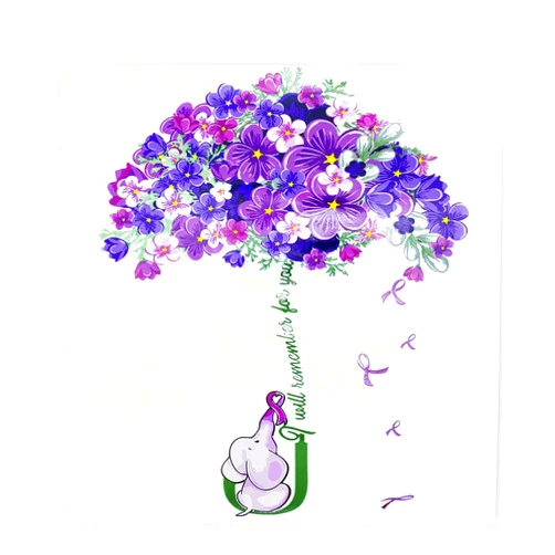 BYFDIY Custom Forget Me Not Flower Elephant Umbrella Car Decal Personalized Dalzheimer's Awareness Decals for Vehicles I'll Remember for You Car Sticker Gift for Alzheimer's Patient/Warrior/Family