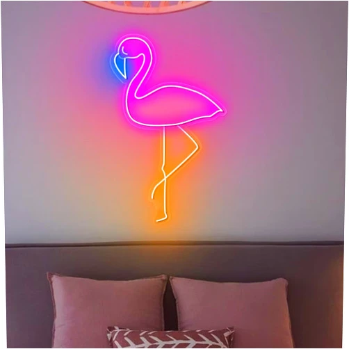 HFHungkeong Flamingo Neon Sign,LED Arylic Hanging Pink Neon Light with Dimmable Switch,Flamingo Lamp Bedroom Bar Game Room Wall Decorations Art Lights for Girls or Boys,15.7x9.8In
