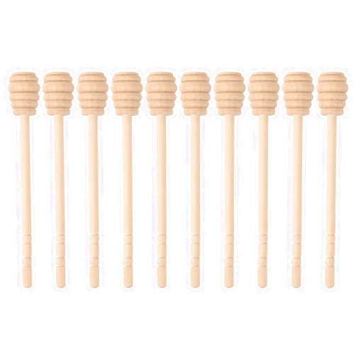 MIDELONG Wooden Honey Dipper Sticks, 6inch Honey Mixing Stirrer Stick Honey Wand Honeycomb Sticks Honey Spoons for Honey Jar Dispense Drizzle Honey and Wedding Party, Pack of 10