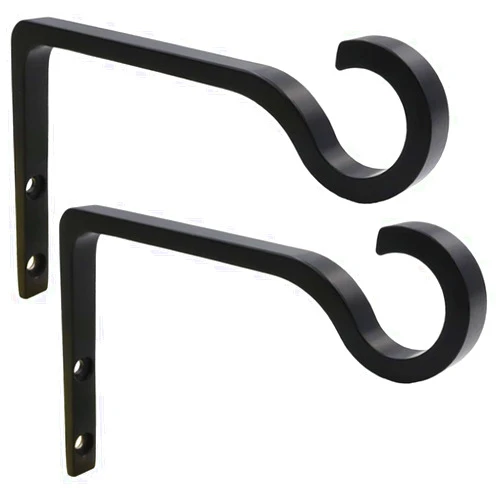 QIEGL Hanging Plant Bracket 6inch Metal Plant Hook Shepherds Hook Decorative Wall Plant Hanger for Hanging Lanterns, Bird Feeder, Flower Basket, Home Decor Indoor & Outdoor 2 Pack (Black)
