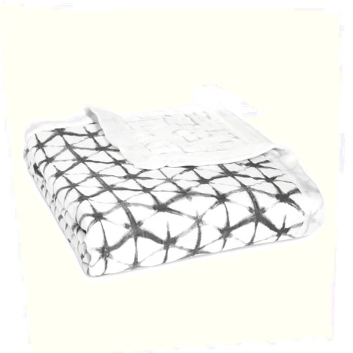 aden + anais Silky Soft Dream Blanket | 100% Viscose Bamboo Muslin Baby Blankets for Girls & Boys | Ideal Newborn Nursery & Crib Blanket. Unisex Toddler & Infant Boutique Bedding, Pebble Shibori, Grey