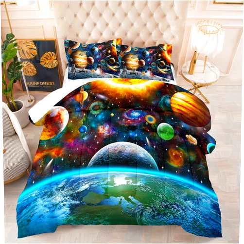 Tailor Shop Universe Galaxy Comforter Set for Girls Boys Kids Galaxy The Planet The Earth Astronaut Stars Outer Space Bedding Set Twin Size with 1 Comforter 1 Pillowcase
