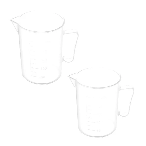 Othmro Measuring Cup 250ml PP Plastic Graduated Beaker Transparent for Lab Kitchen Liquids 2pcs