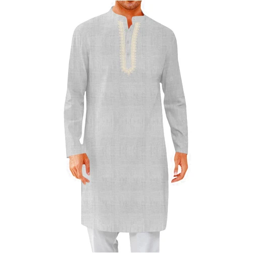 Yousify Mens Kaftan Thobe Casual Henley Shirts Button up Long Sleeve Robe Muslim Gown Shirt